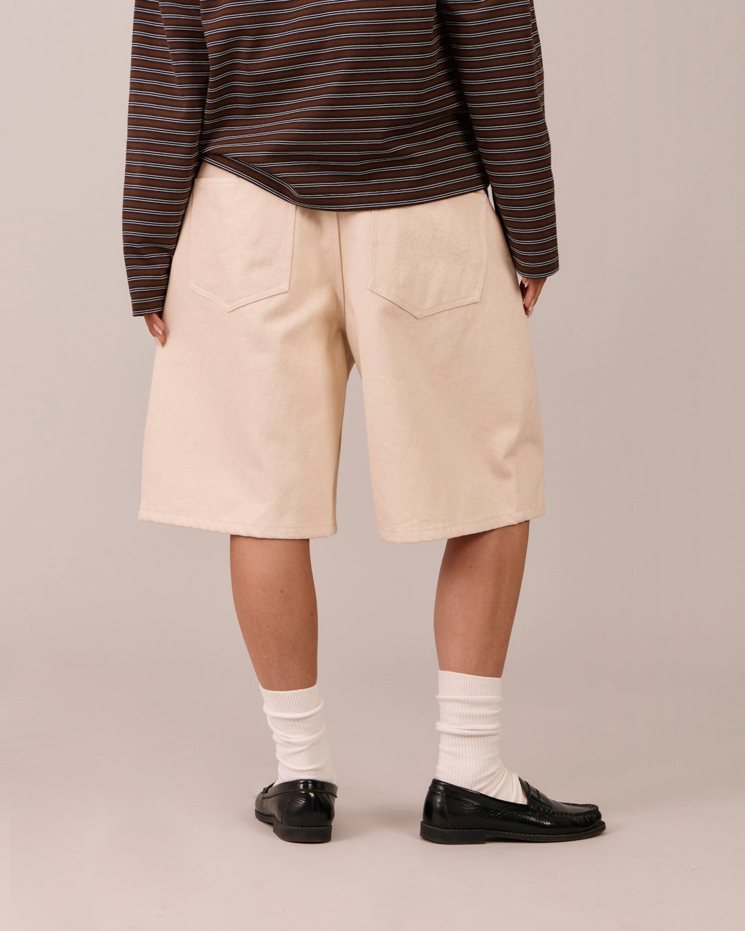 Baggy Pleated Jorts - Beige