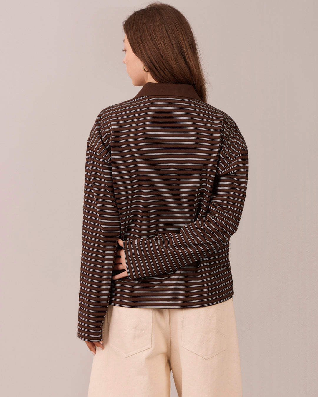 LS Polo Shirt - Brown Stripe