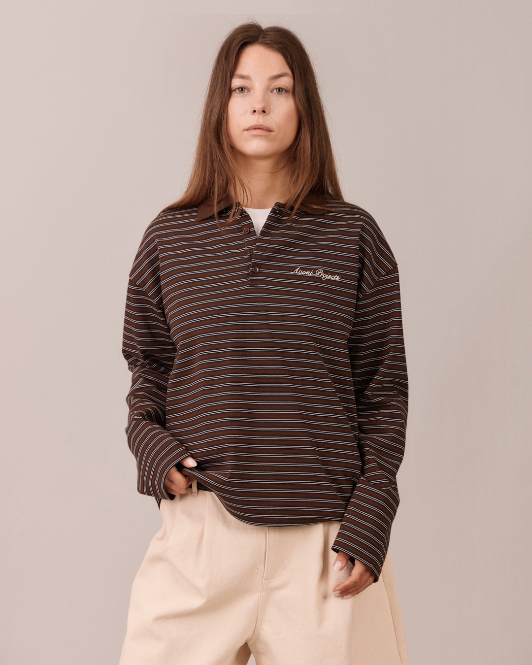 LS Polo Shirt - Brown Stripe