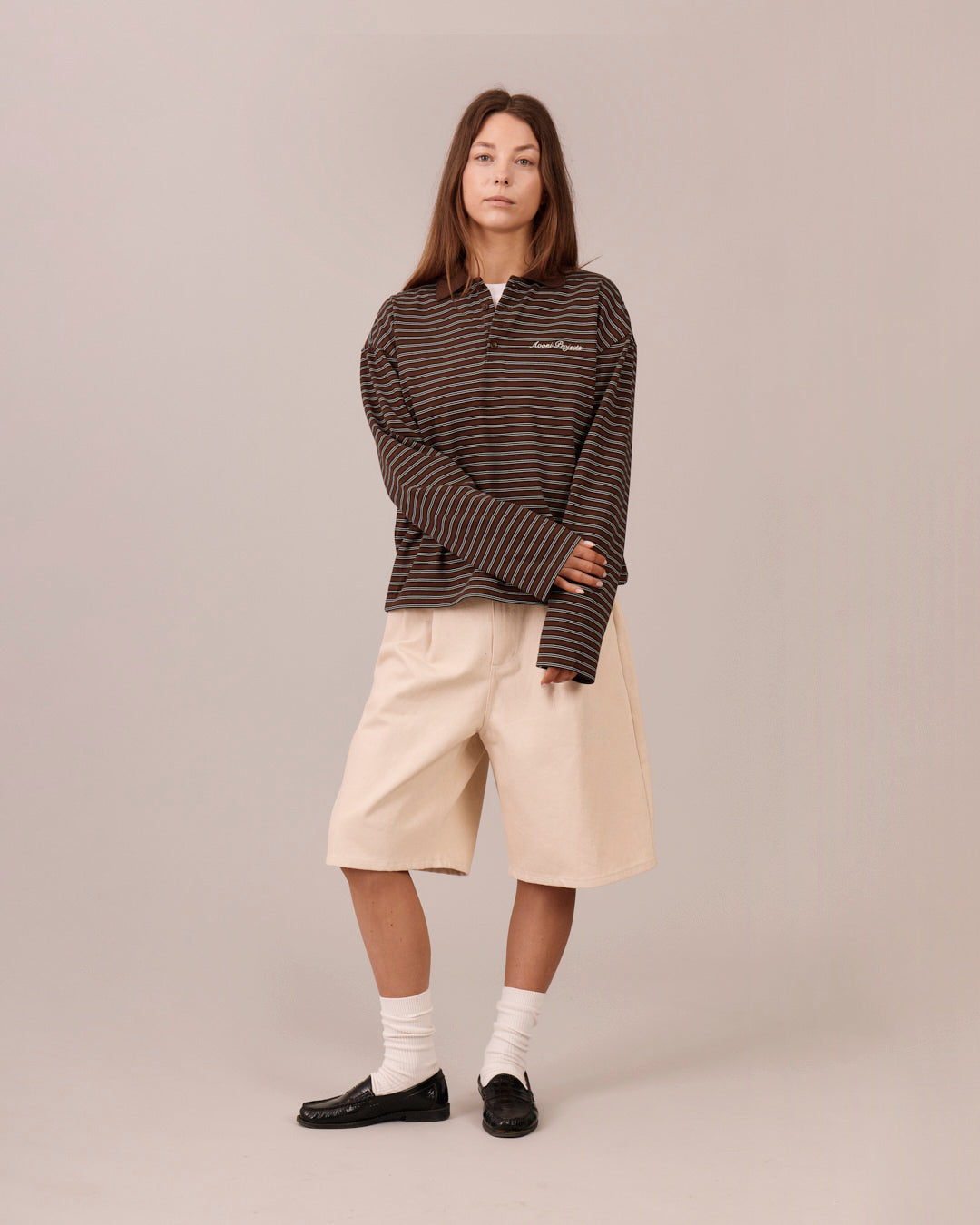Baggy Pleated Jorts - Beige