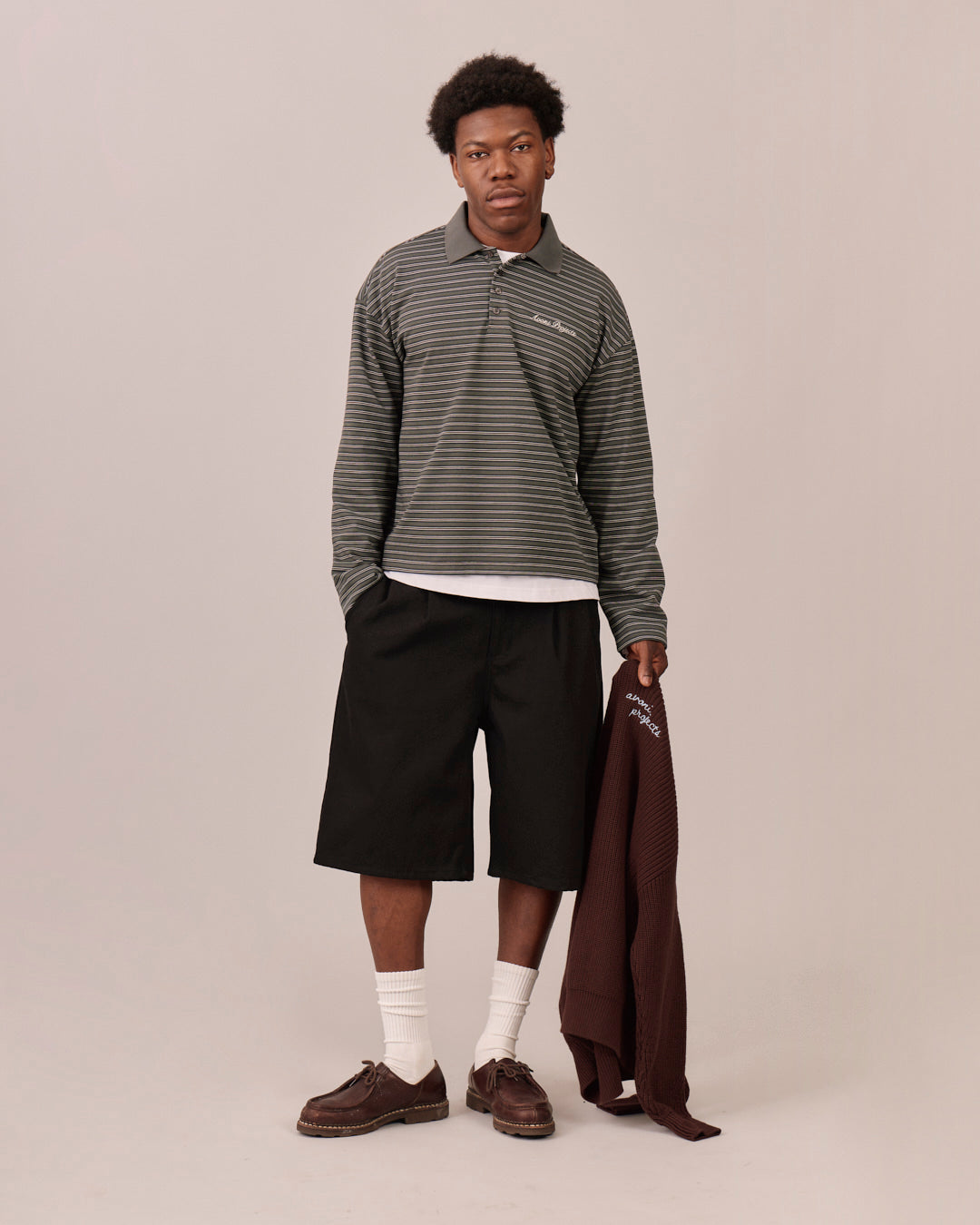 LS Polo Shirt - Dark Green Stripe