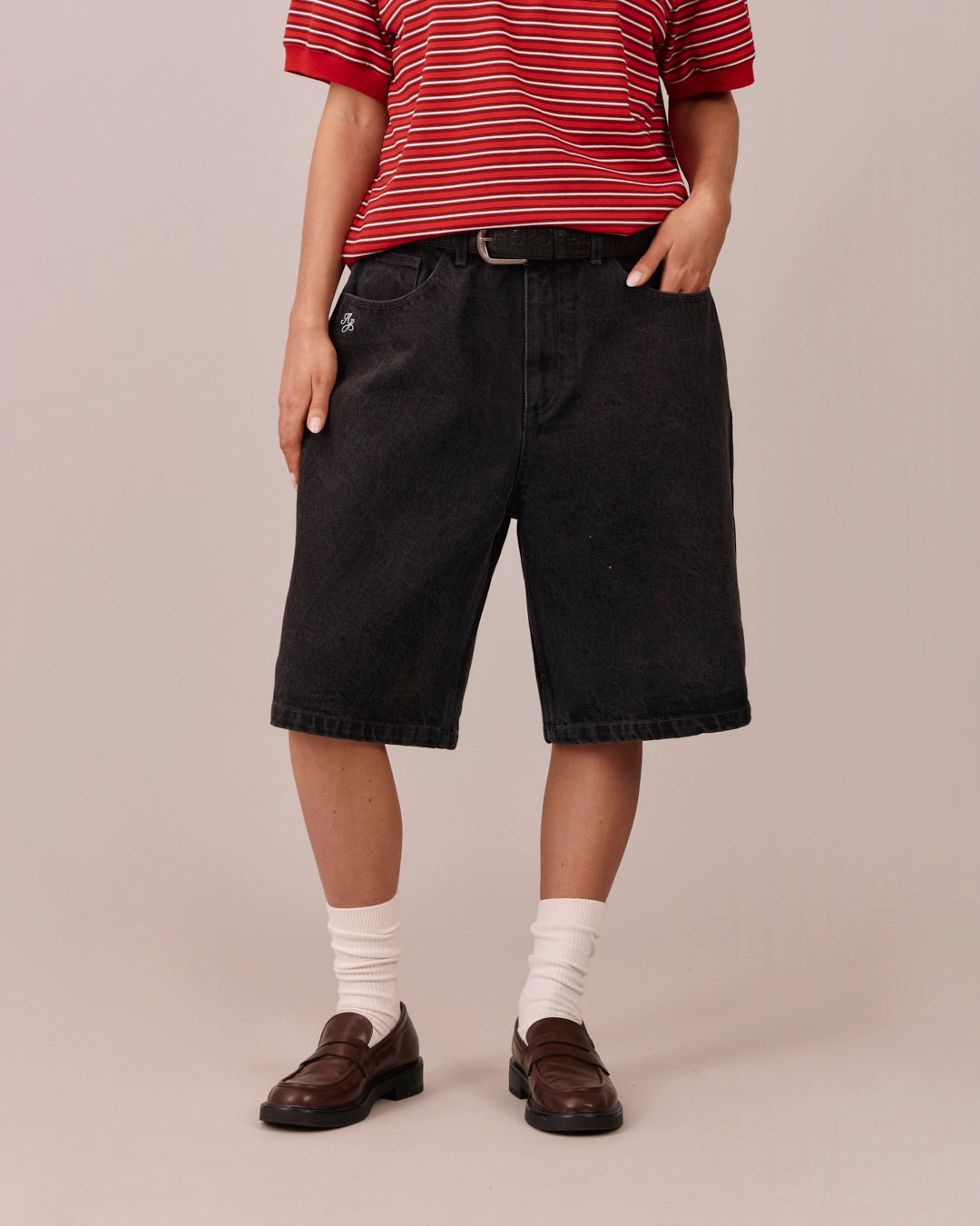 Baggy Denim Jorts - Black