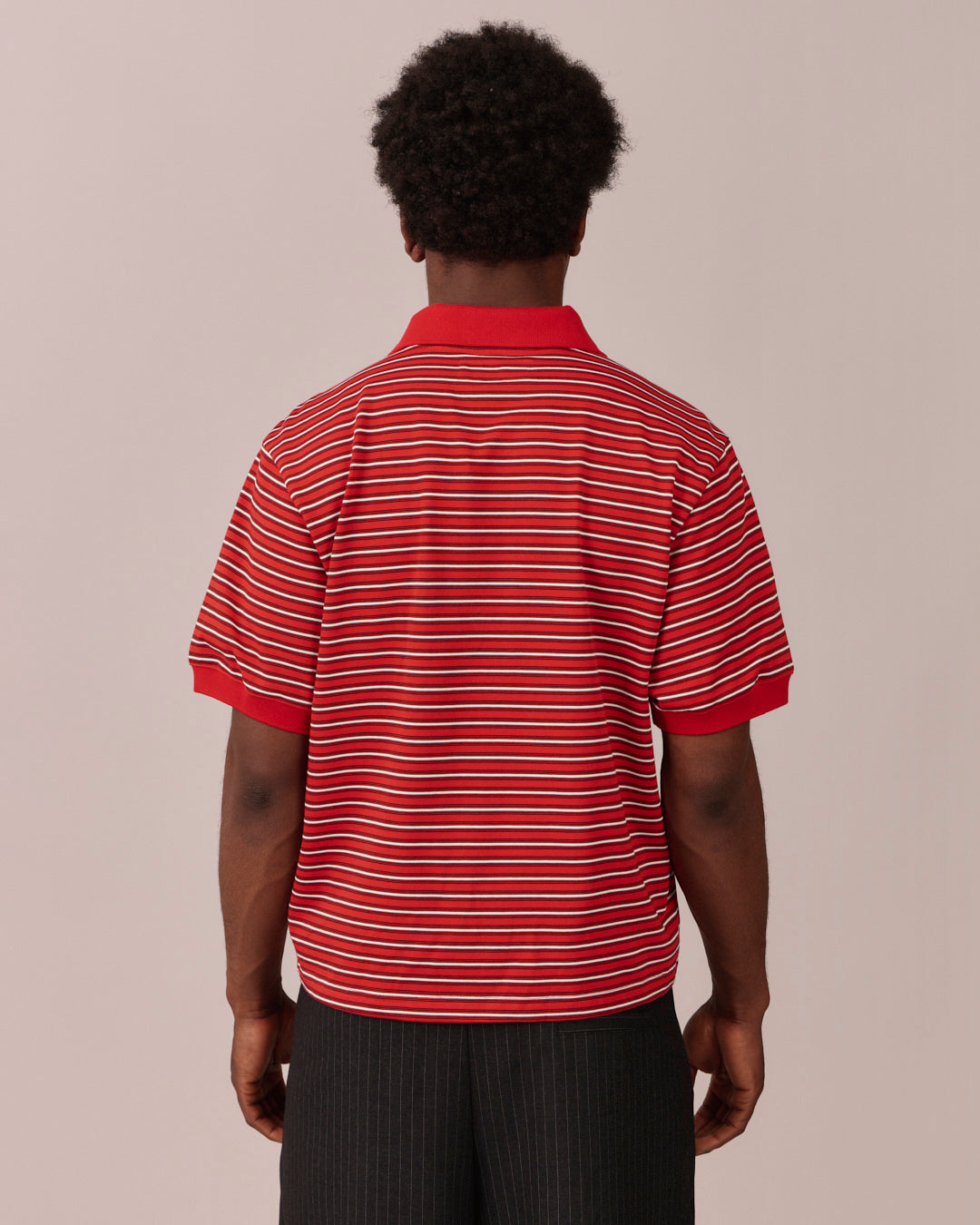 SS Polo Shirt - Red/White Stripe