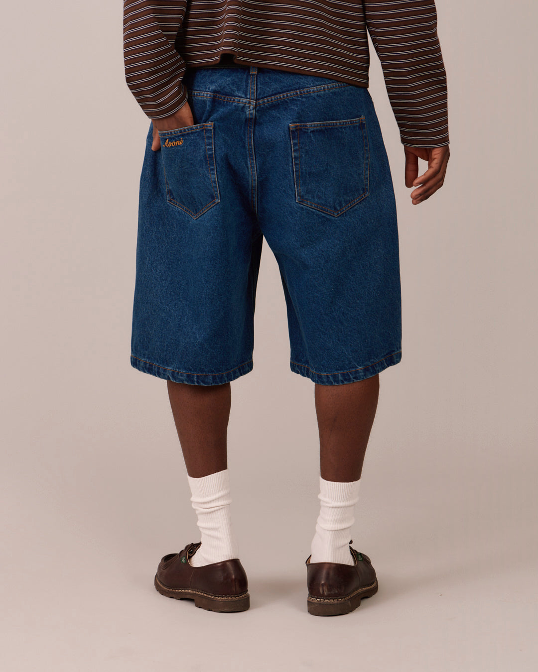 Baggy Denim Jorts - Mid Blue