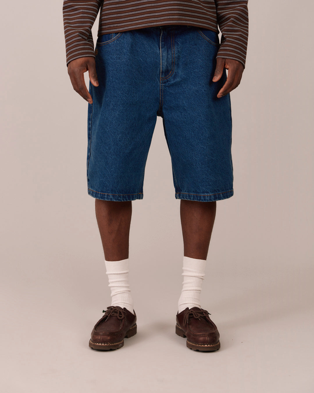 Baggy Denim Jorts - Mid Blue