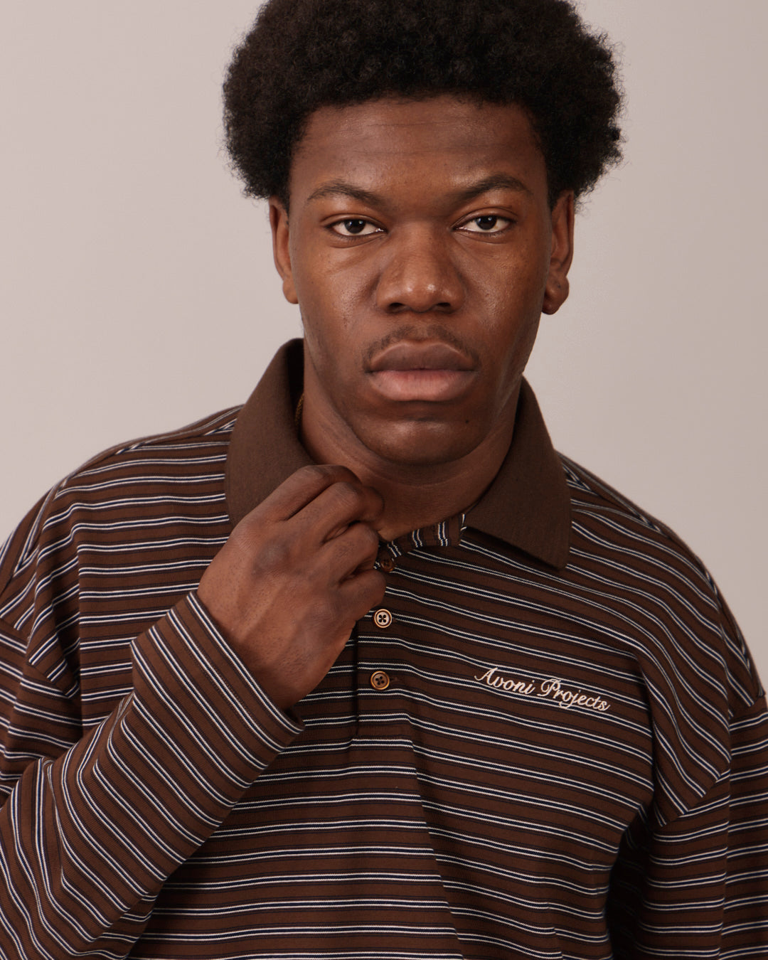 LS Polo Shirt - Brown Stripe