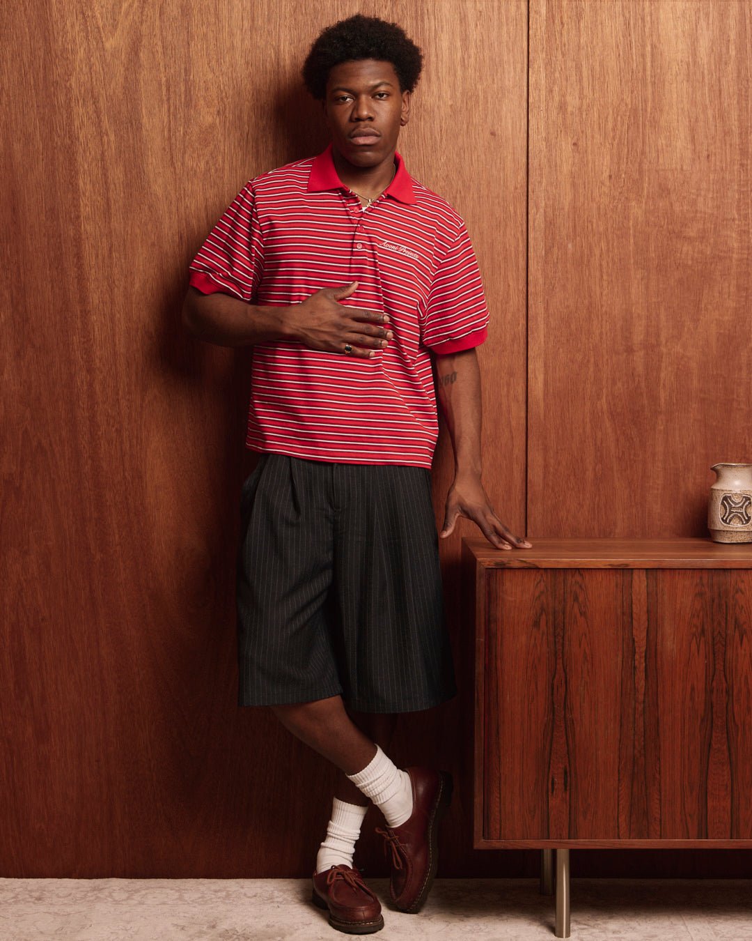 Relaxed Suit Shorts - Black Stripe