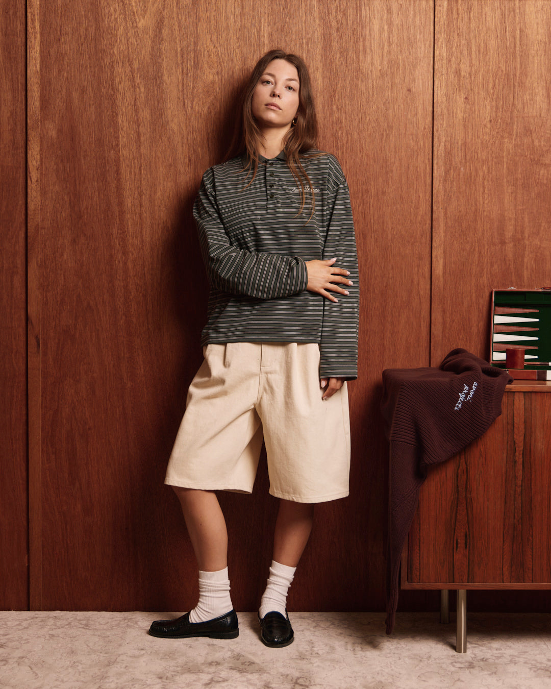 Baggy Pleated Jorts - Beige