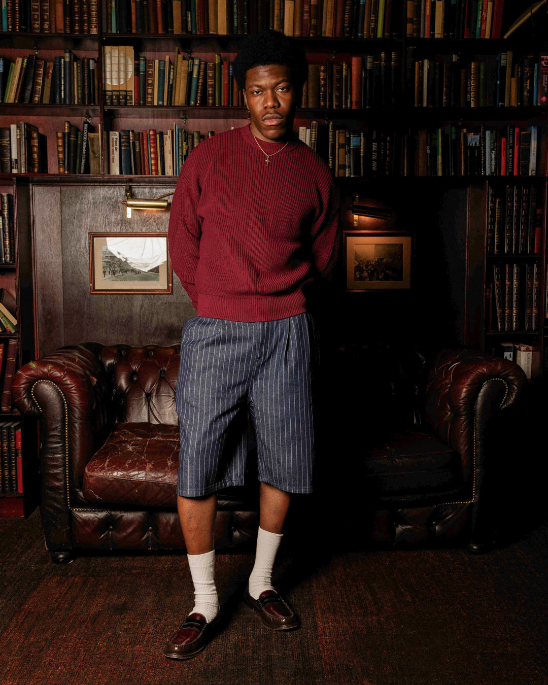 Baggy Pleated Jorts - Striped