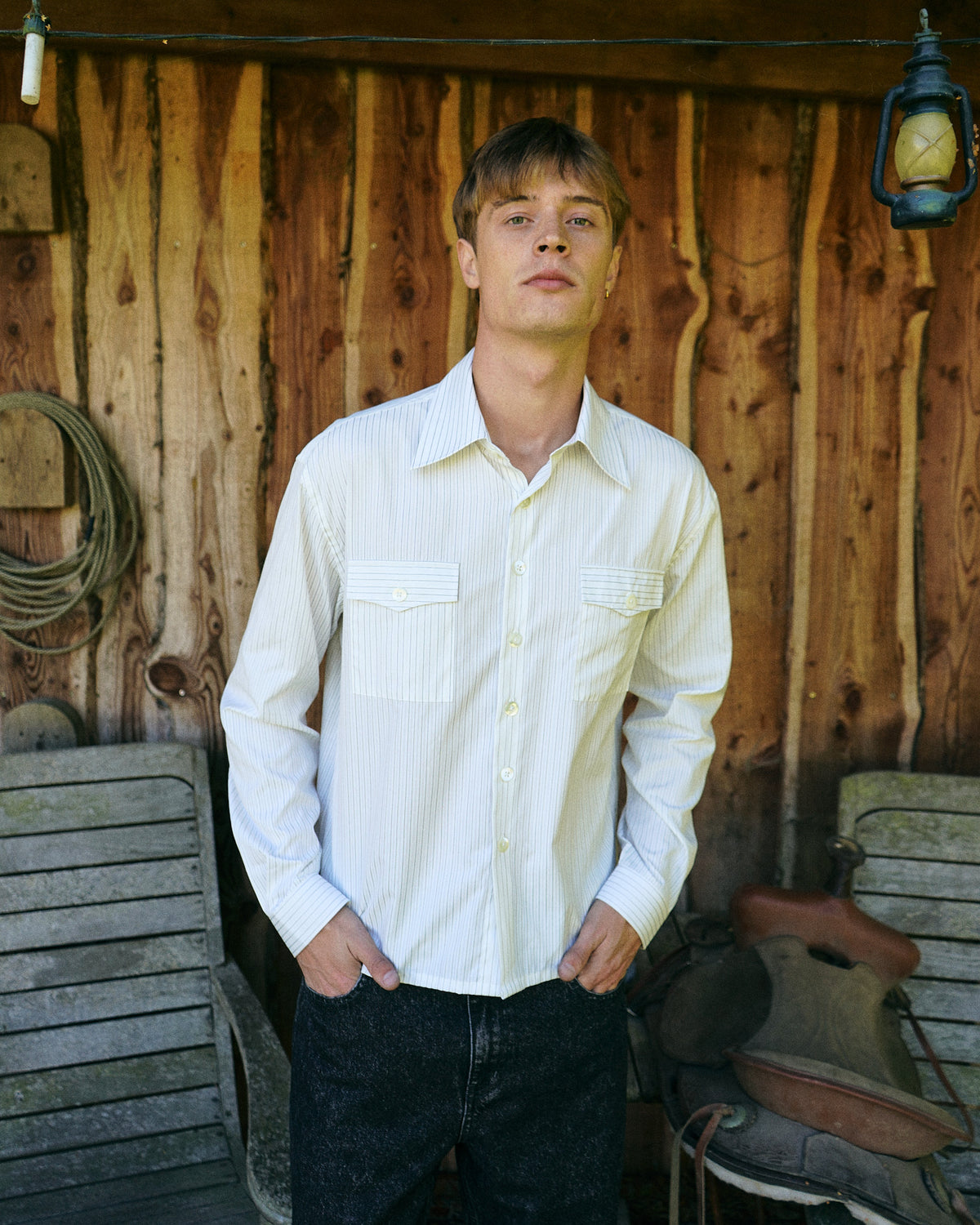 LS Striped Shirt - White