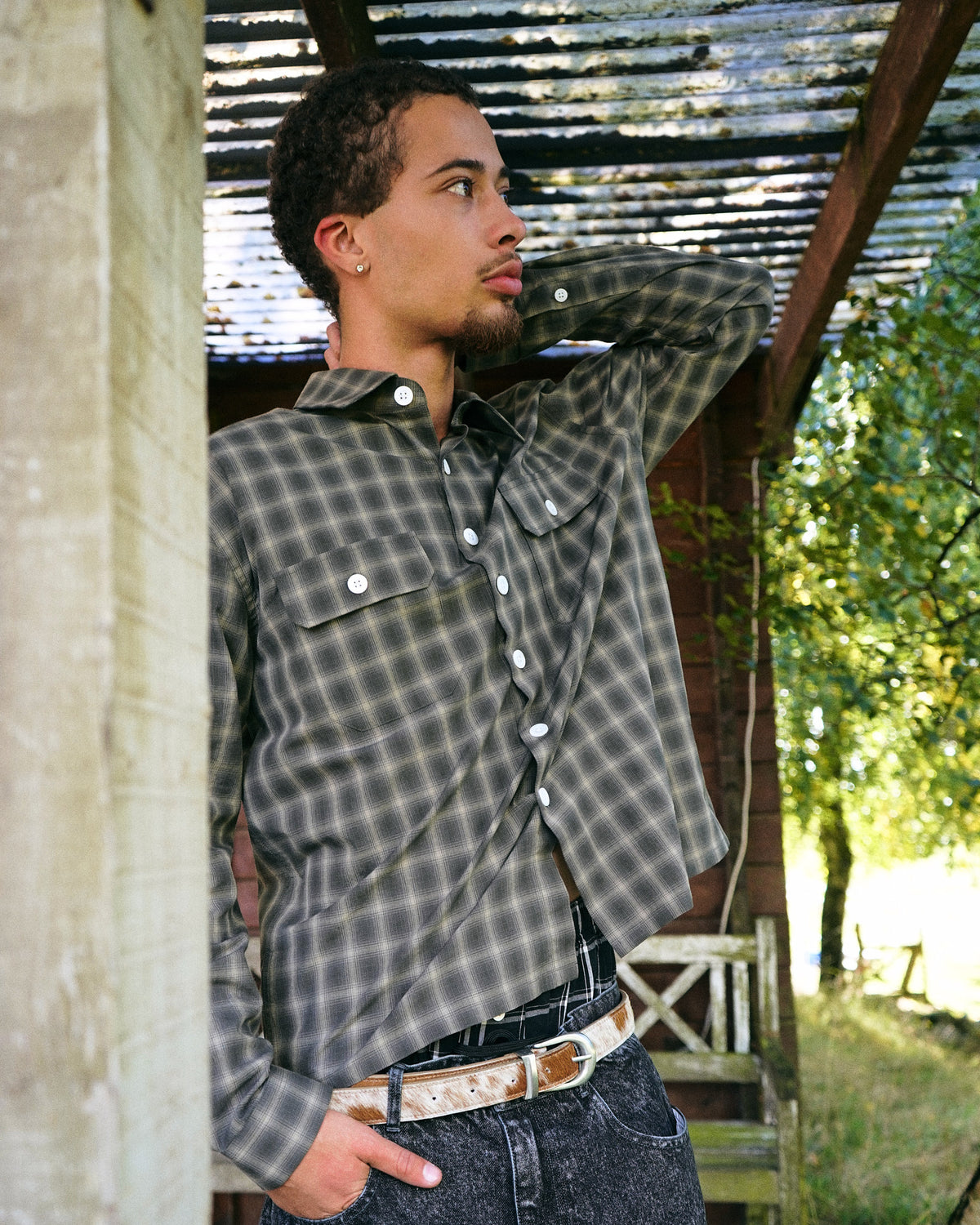 LS Checkered Shirt - Cold Brown
