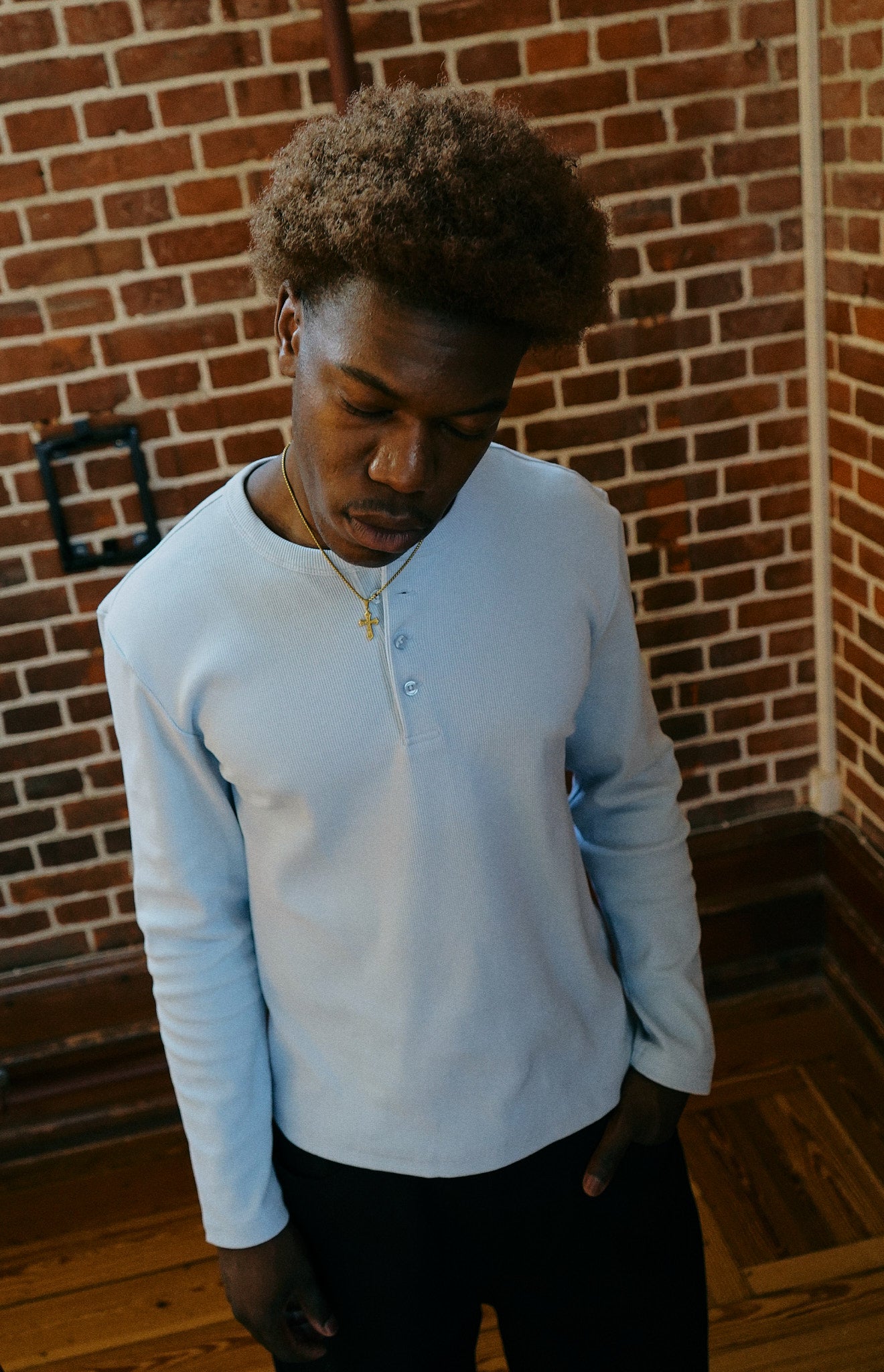 LS Henley Shirt - Baby Blue