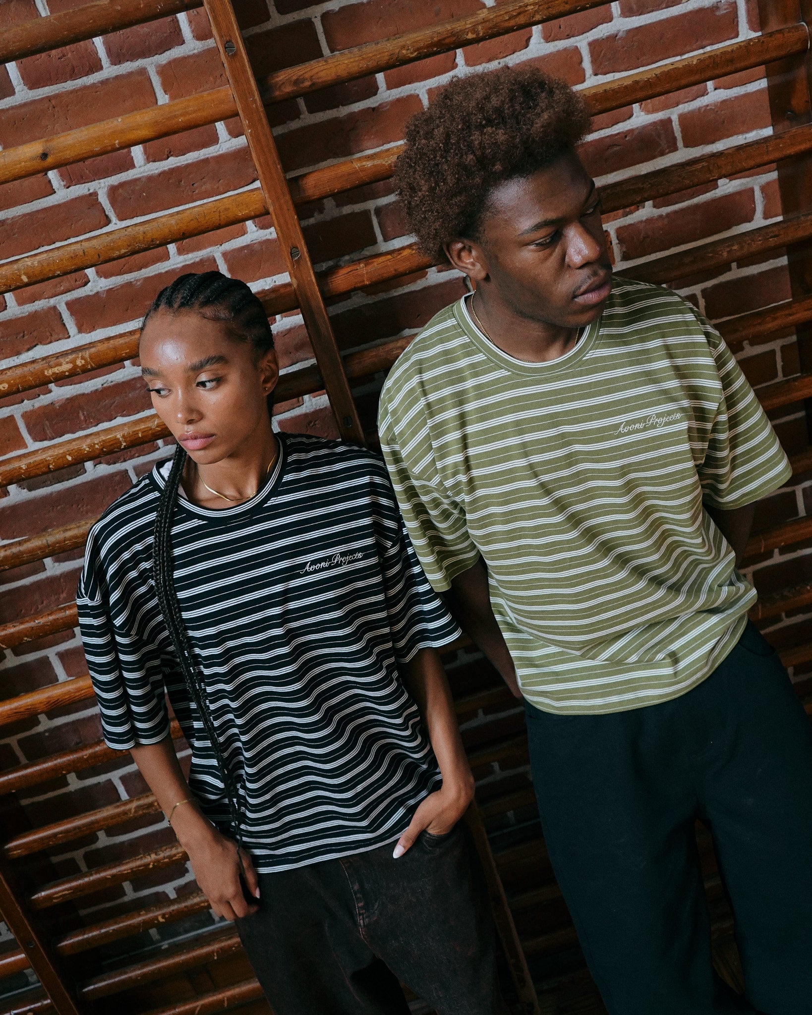 Boxy SS Tee - Sage Green Stripe