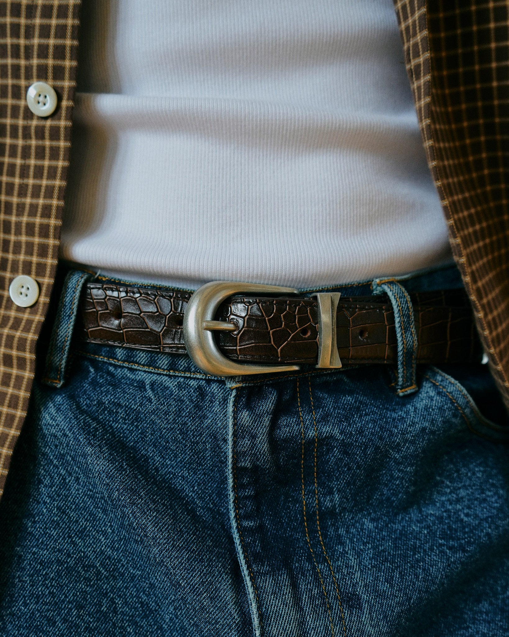 Leather Belt - Brown Croc