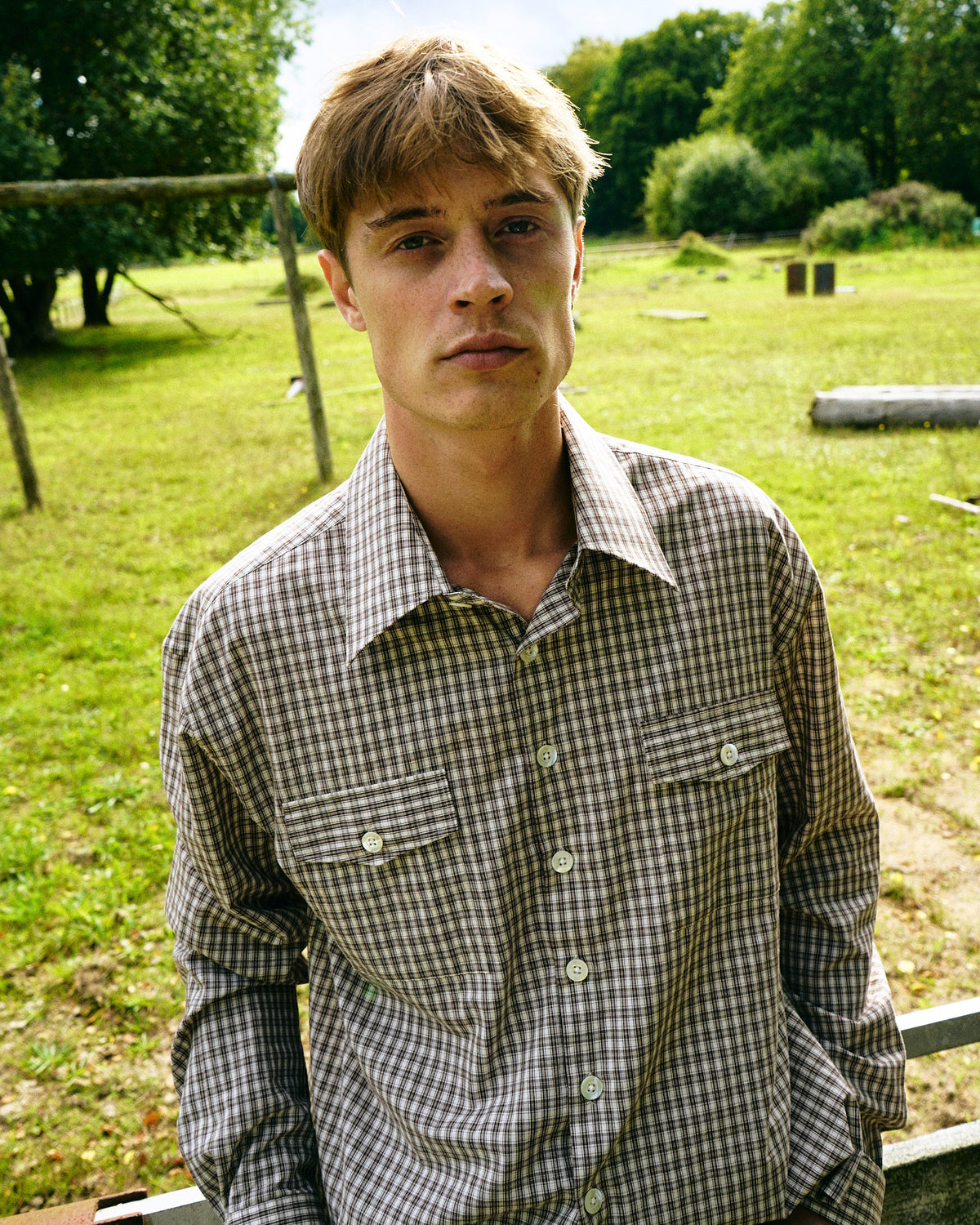 LS Checkered Shirt - Beige/Brown